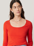 Double Front Ballet Neck Top | Spice Orange