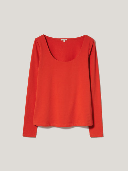 Double Front Ballet Neck Top | Spice Orange