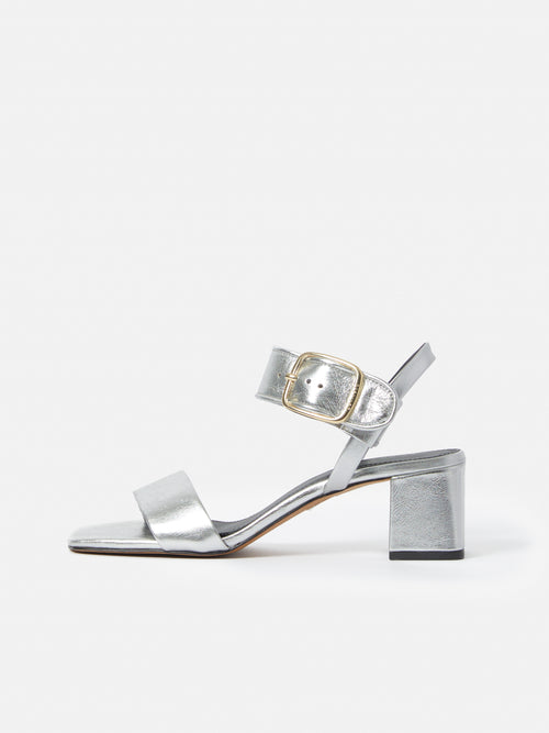 Maybell Metallic Heeled Sandal | Silver