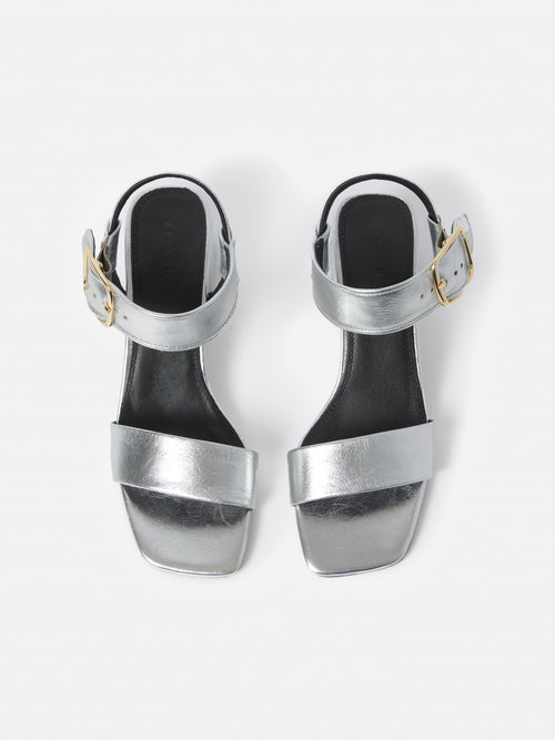 Maybell Metallic Heeled Sandal | Silver