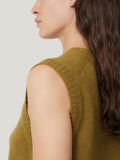 Cashmere Crew Neck Tank | Light Olive