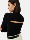 Slash Back Polo Neck Jumper | Black