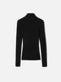 Slash Back Polo Neck Jumper | Black