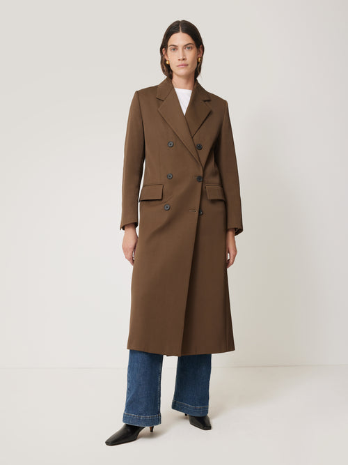 Italian Twill Oversized Coat | Brown