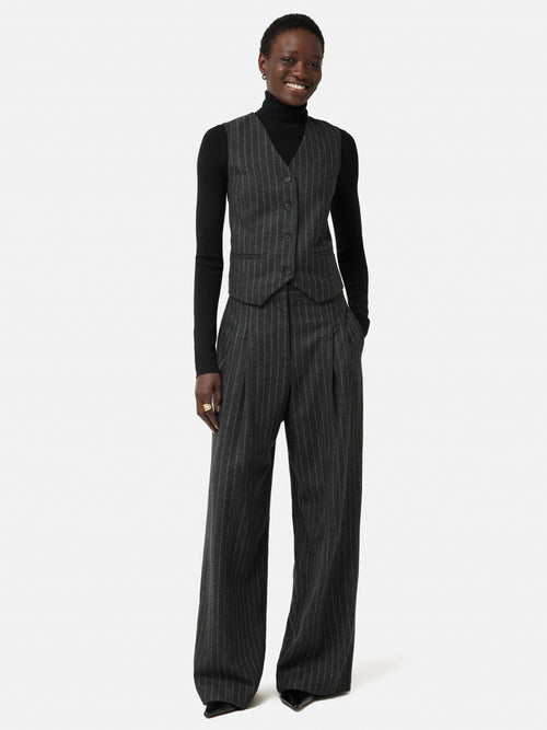 Italian Wool Tailored Pinstripe Waistcoat | Grey