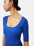 Scoop Neck Rib Top | Blue