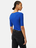 Scoop Neck Rib Top | Blue