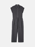 Linen Zip Front Jumpsuit | Dark Grey