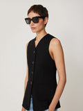 Crepe Ponte Jersey Waistcoat | Black