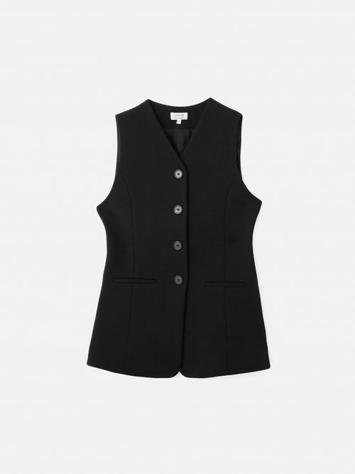 Crepe Ponte Jersey Waistcoat | Black