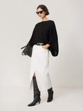 Soft Gauzy Knit Poncho Jumper | Black