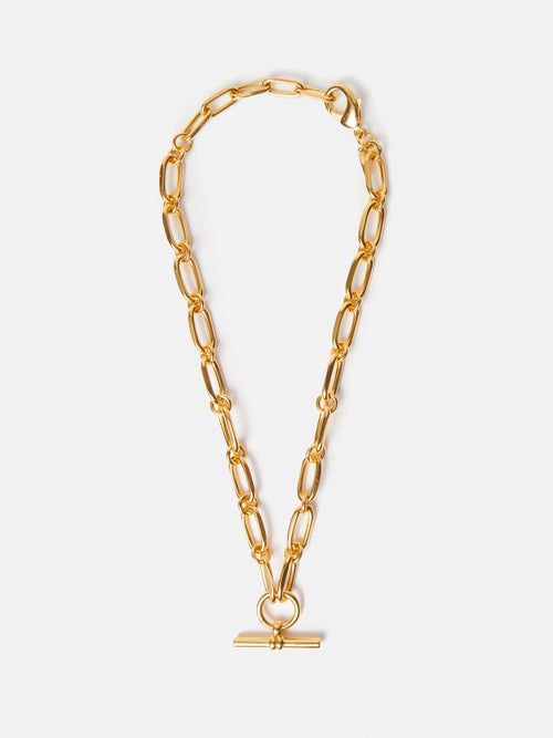 Trombone Link Chain Necklace | Gold