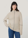 Wool Cashmere Blend Line Jumper | Cream