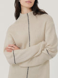 Wool Cashmere Blend Line Jumper | Cream