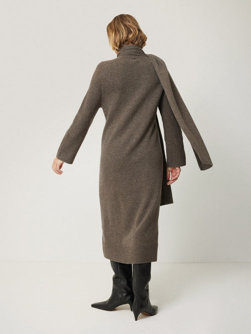 Soft Wool Scarf Jumper Dress | Taupe