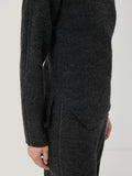 Boiled Wool Blend Batwing Top | Dark Grey