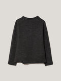 Boiled Wool Blend Batwing Top | Dark Grey