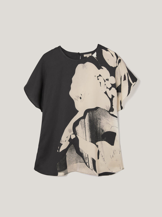 Collage Print Drape Top | Monochrome