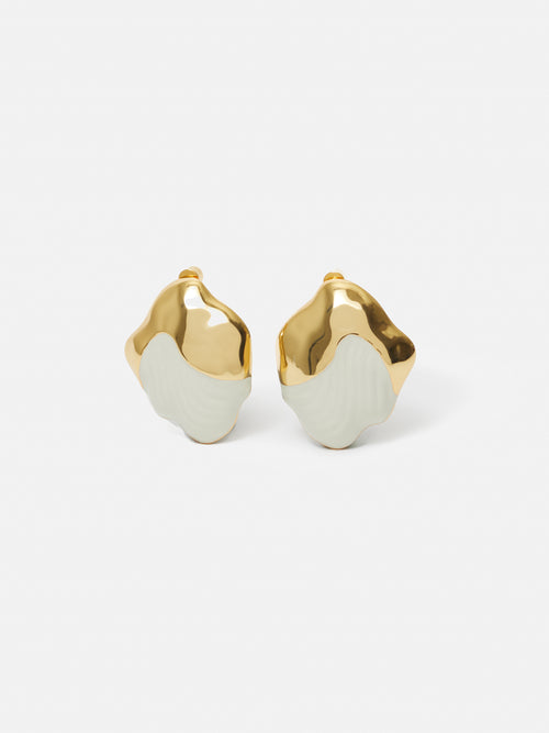 Textured Enamel Earring | Gold