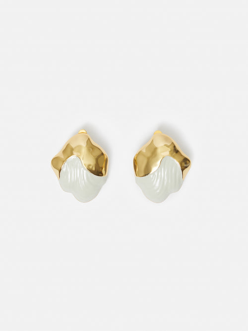 Textured Enamel Earring | Gold