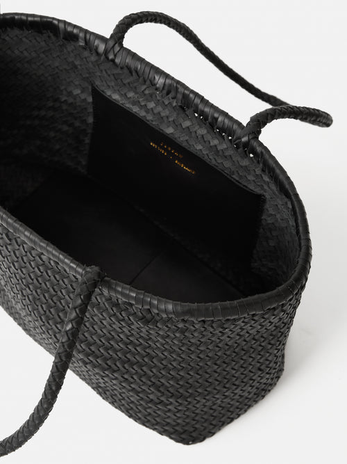 Woven Leather Tote Bag | Black